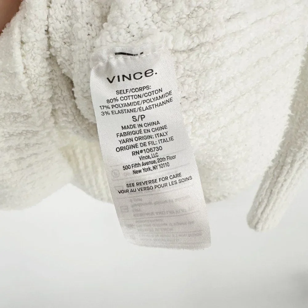 Vince Textured Tunic V Neck Sweater Boucle Knit Oversized White Women's Small - Picture 6 of 7